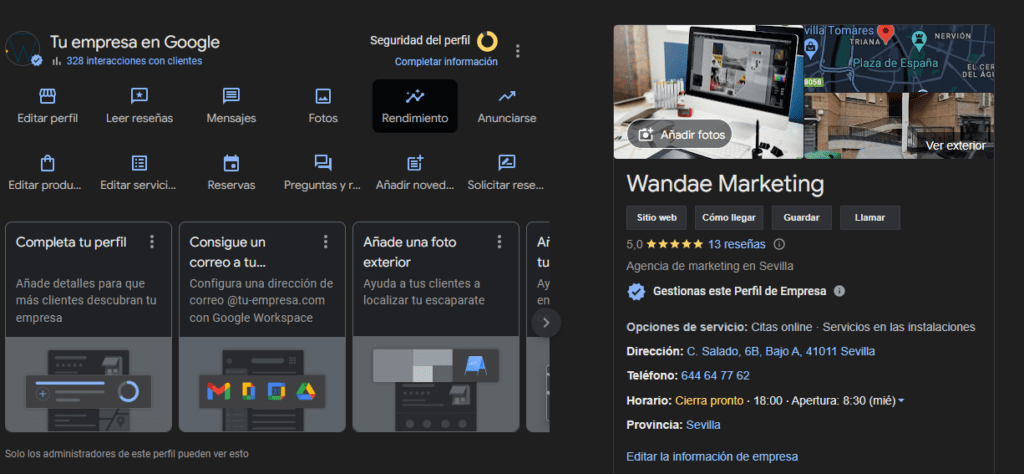 Editar datos ficha de google