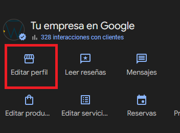 Editar perfil Google my business