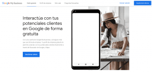 Página de inicio en google my business para guía
