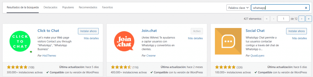 join chat desde el instalador de wordpress