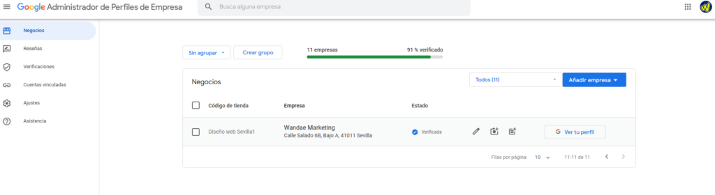Acceso al perfil para eliminar reseña